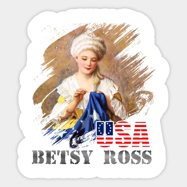 Betsy Ross 1776 Flag American Flag Tshirt Retro Vintage Highland Armory Sticker by Javacustoms